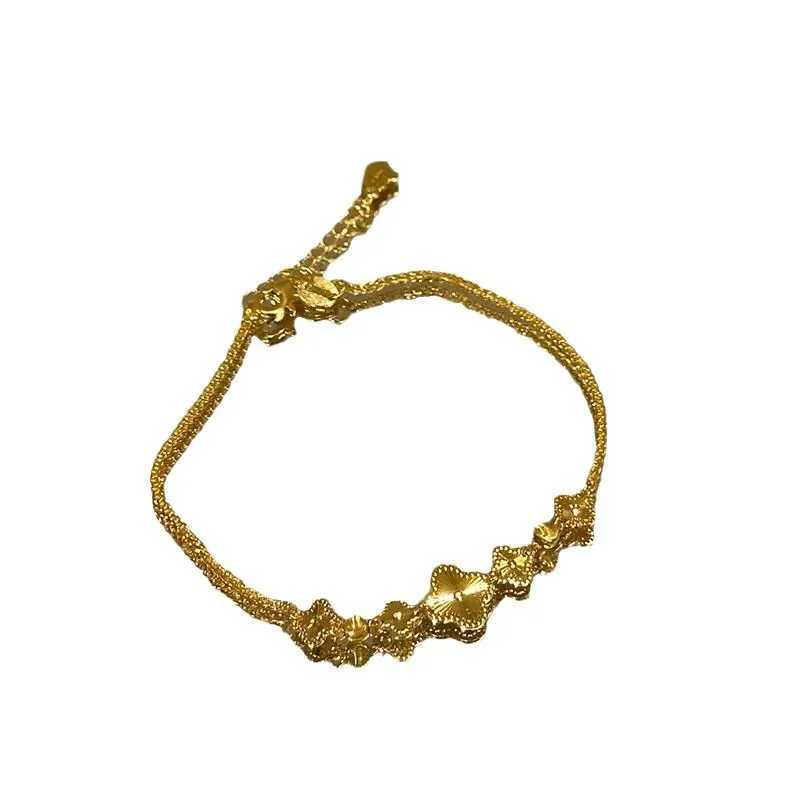 New Five-Flowered Leaf Flower Bracelet for Women Niche Design Sweet Hand Jewelry Trendy Versatile Exquisite Jewelry W250526