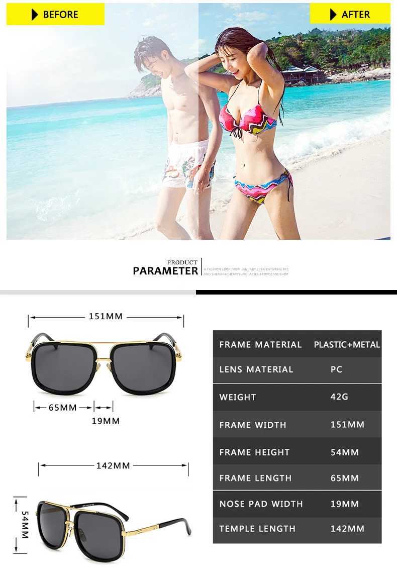 New Fashion Big Frame Sunglasses Men Square Metal Sun Glasses Women Retro Sun Glasses Vintage High Quality Sunglasses Z250527