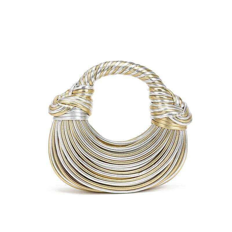 Women's Bags Designer New Gold/Sier Handwoven Rope Knotted Hobo Bag Designer Evening Clutch Shoulder Purse For Women Fashion