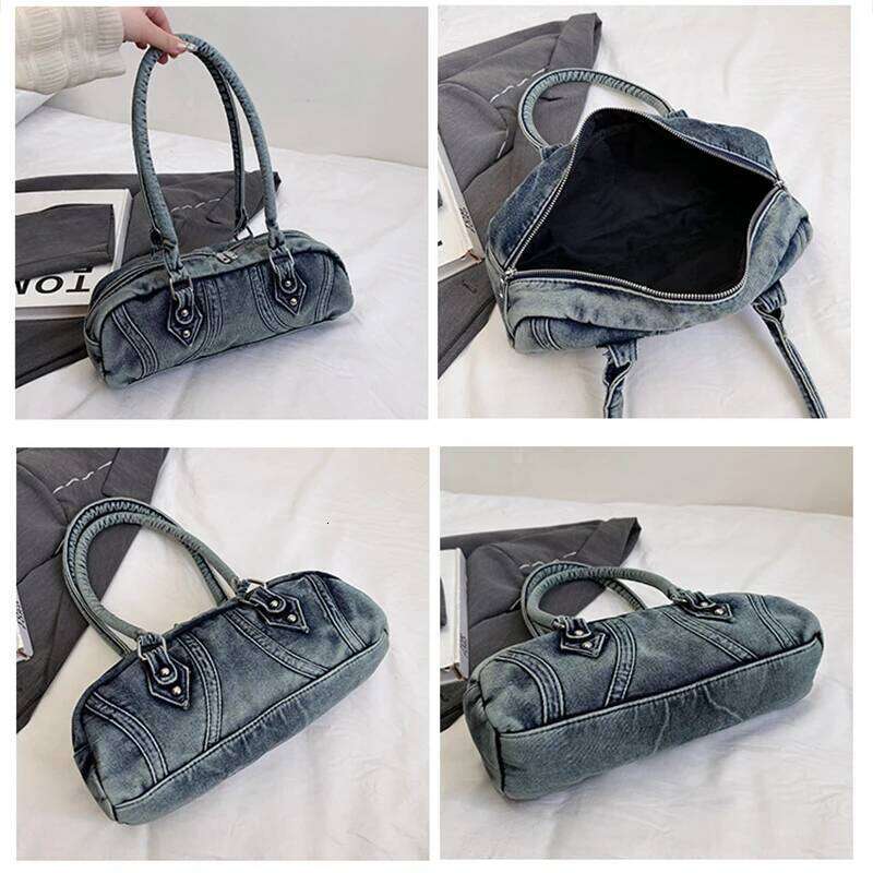 Women's Bags Designer Novelty Travel For Women Designer Jeans Large Capacity Denim Shoulder Leisure Pillow Handbag Lady Brand Boston Bag