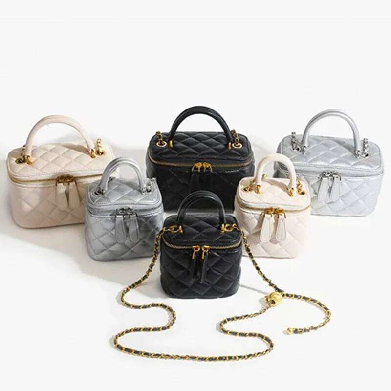 Mini Square Tweed Style Box Chain True Leather 2022 New Women's Crossbody Summer Bag Soft Fashion Wristlet