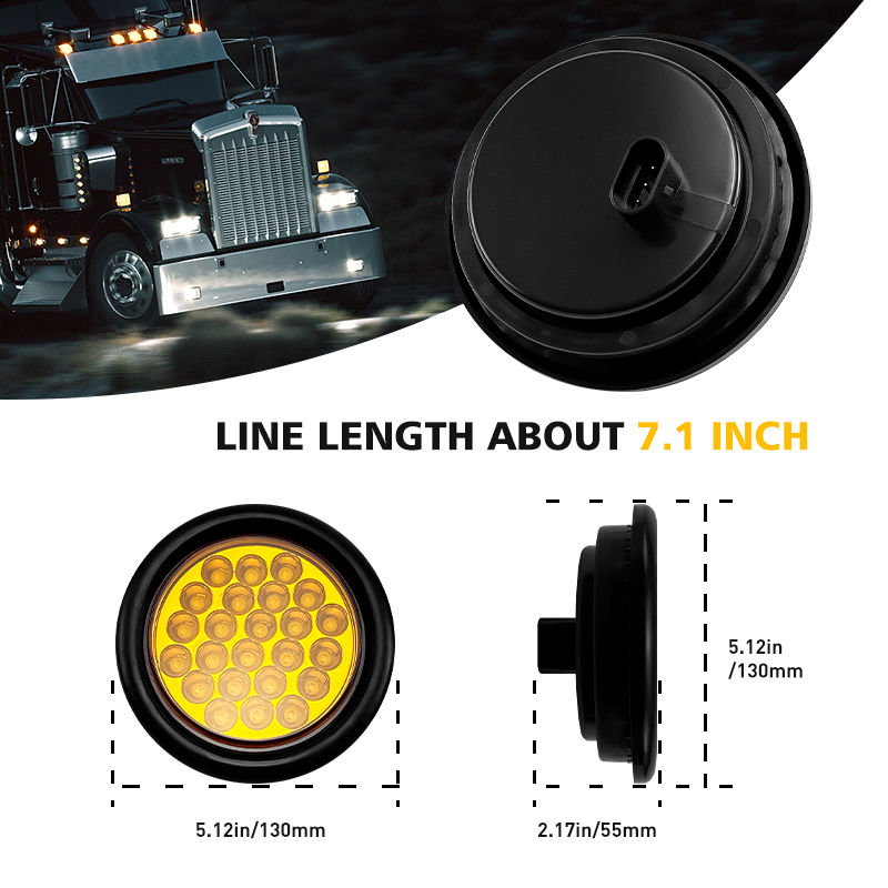 Modified light 4 inch tail light truck tail light 4 inch LED truck tail light voltage is 12-24V material meets CE standard waterproof grade IP65