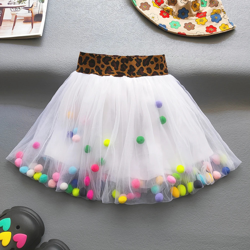 Baby Girls Dancing Party Princess Skirt Sweet Colorful Pompom Tulle Tutu For Clothes Children 250527