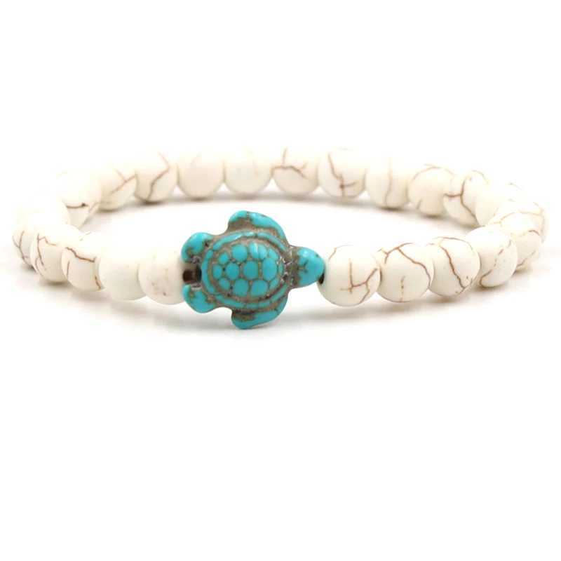 New Sea Turtle Beads Bracelets For Women Men Classic 14 Colors Natural Stone Elastic Friendship Bracelet Beach Jewelry Gifts W250526
