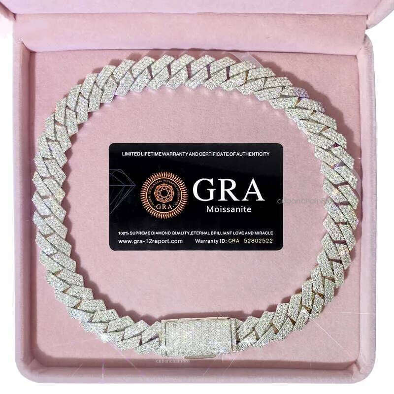 Bracelet Designer Jewelry Cuban Link High Quality 3 Rows VVS Moissanite Dia Chain White Rose Gold Plated Hip-hop Chains for Men Necklace