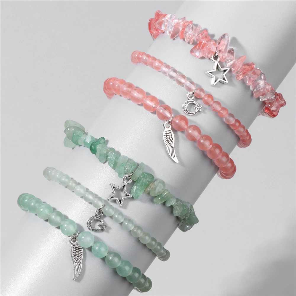 3Pcs/set Natural Stone Amethysts Bracelet Healing Quartz Beads Star Moon Feather Pendant Bracelets for Women Men Energy Jewelry W250526