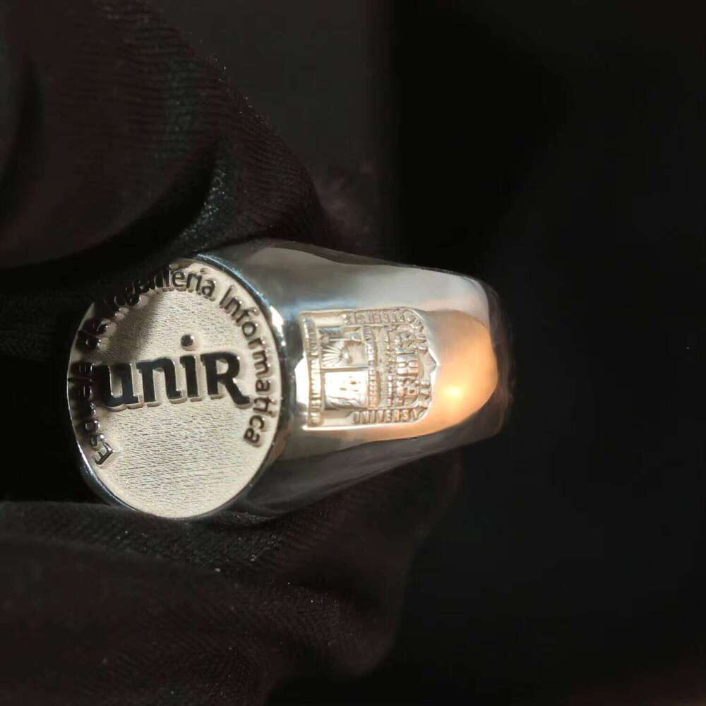 Signet Men 3D Style Hip Hop Fashion Party Ring Sier Engraved Personalized Letters for Father Gift