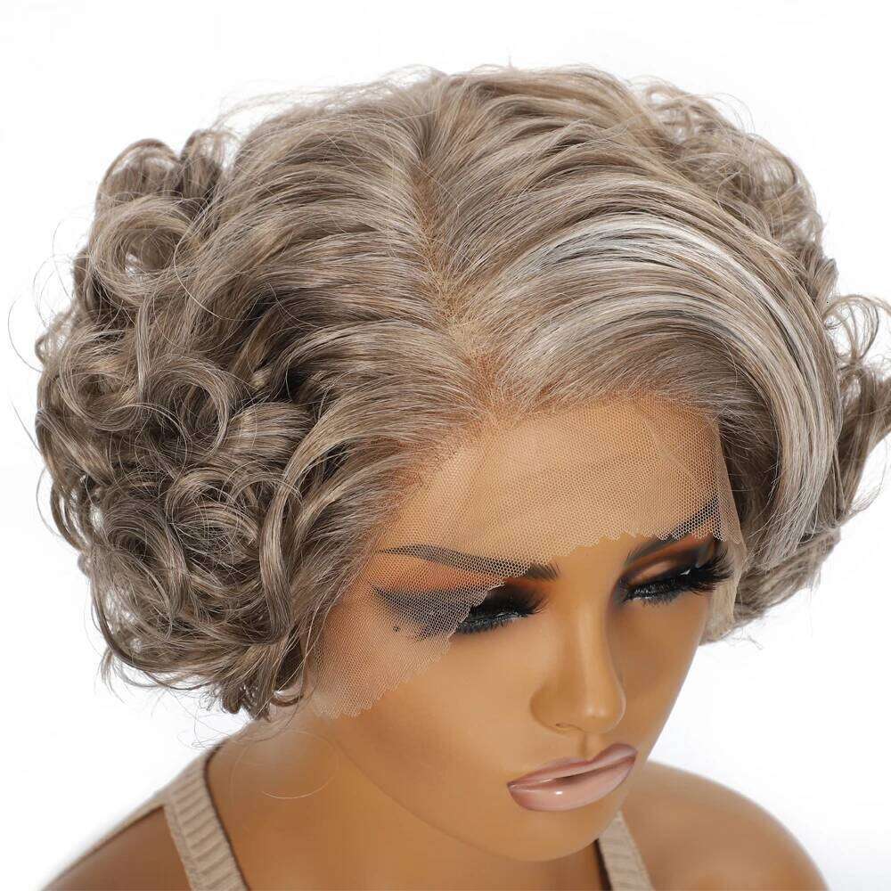 10 Inch Short Curly Synthetic Wig for Women Glueless Minimalist HD Lace 13x5 T-Part Bouncy Egg Curls 1920s Style Daily Use