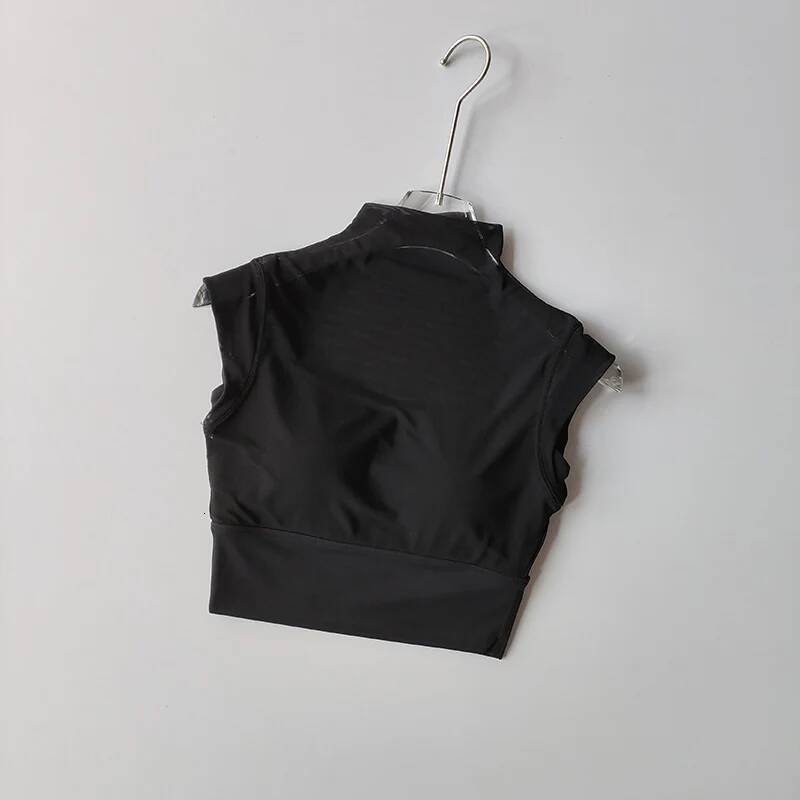 Fake Two-piece Mesh Yoga Women Fixed Cup Fiess Suit Short Sleeve Breathable Quick-drying Sports Bra Outside Top Shirt
