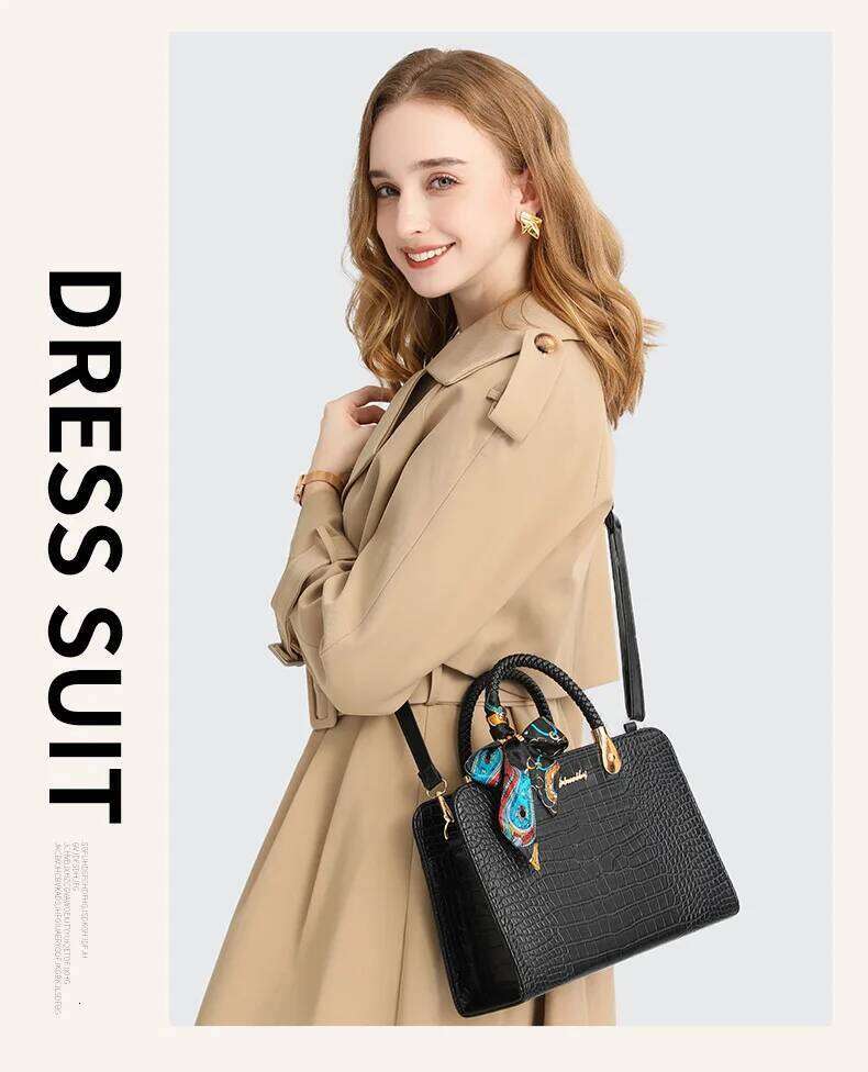 Scarves Women's Handbags PU Leather Crocodile Wild For Women 2024 Casual Tote Ladies Bolsos Messenger Bags