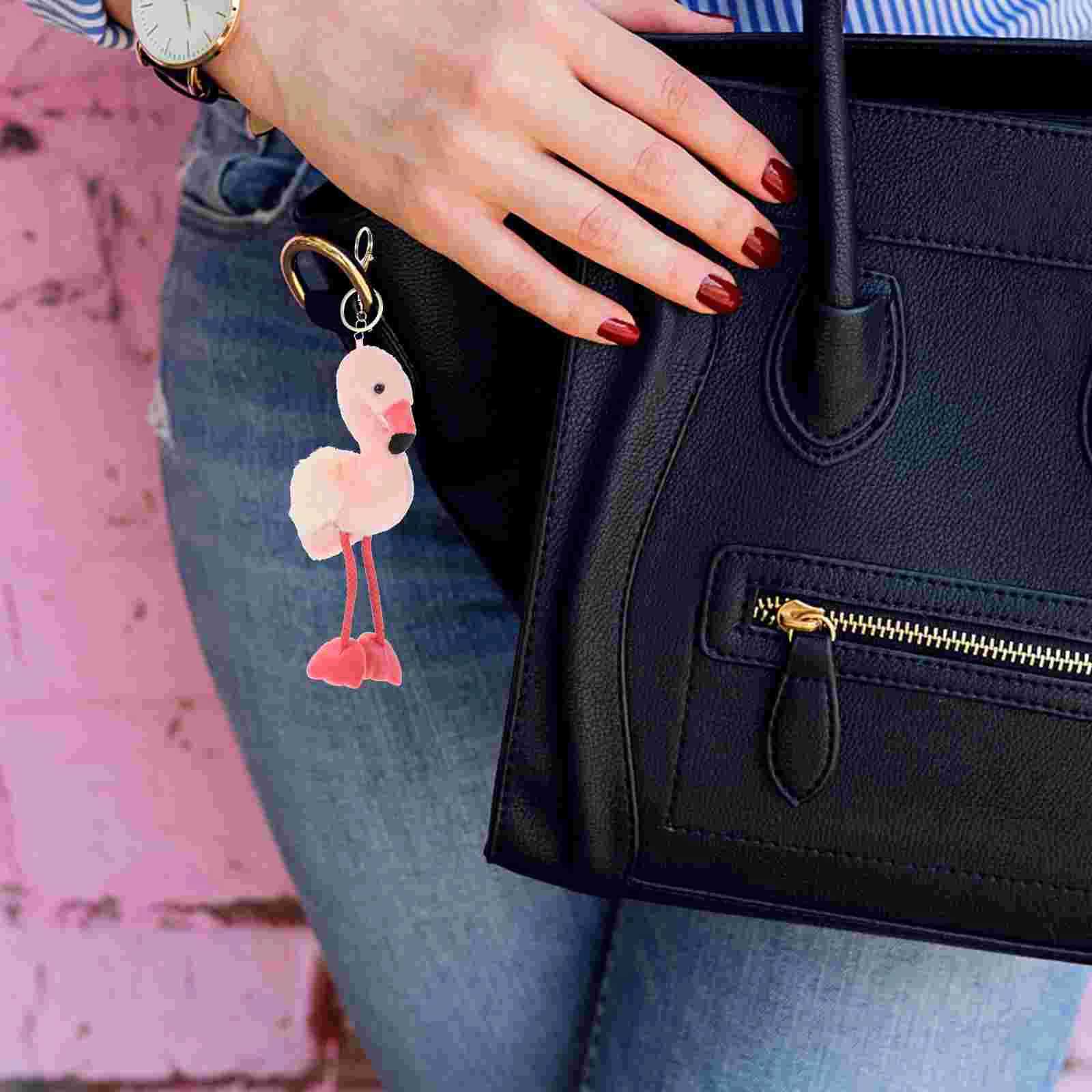 Flamingo Keychain Pendant Plush Hanging Decor Bag Pendant for Keys Totes Backpacks Handbags and Suitcases W250526