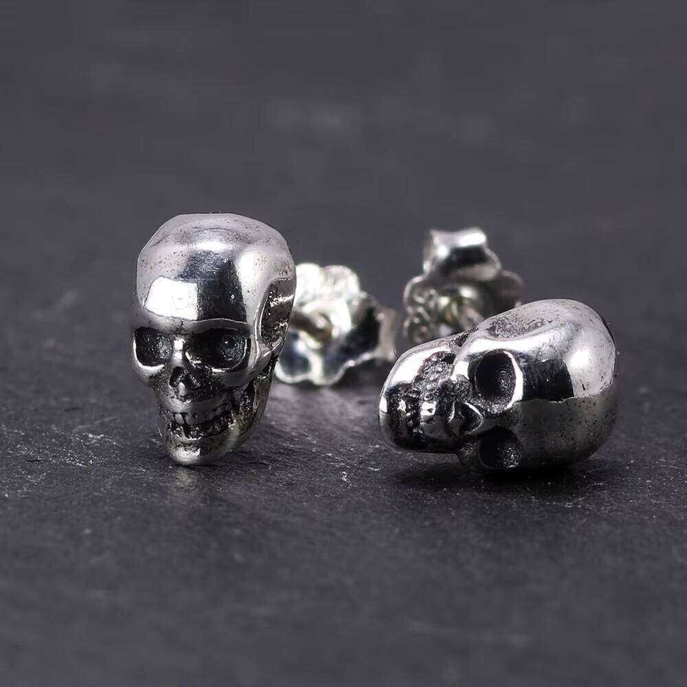 Real Sterling Sier Skull Earrings Studs Set Small Stud Earring Vintage Jewelry for Men and Women Brinco Masculino