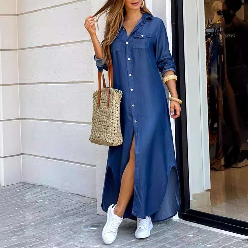 2025 Hot Sale New Spring Summer Fashion Sexy Shirt Long Dress 36