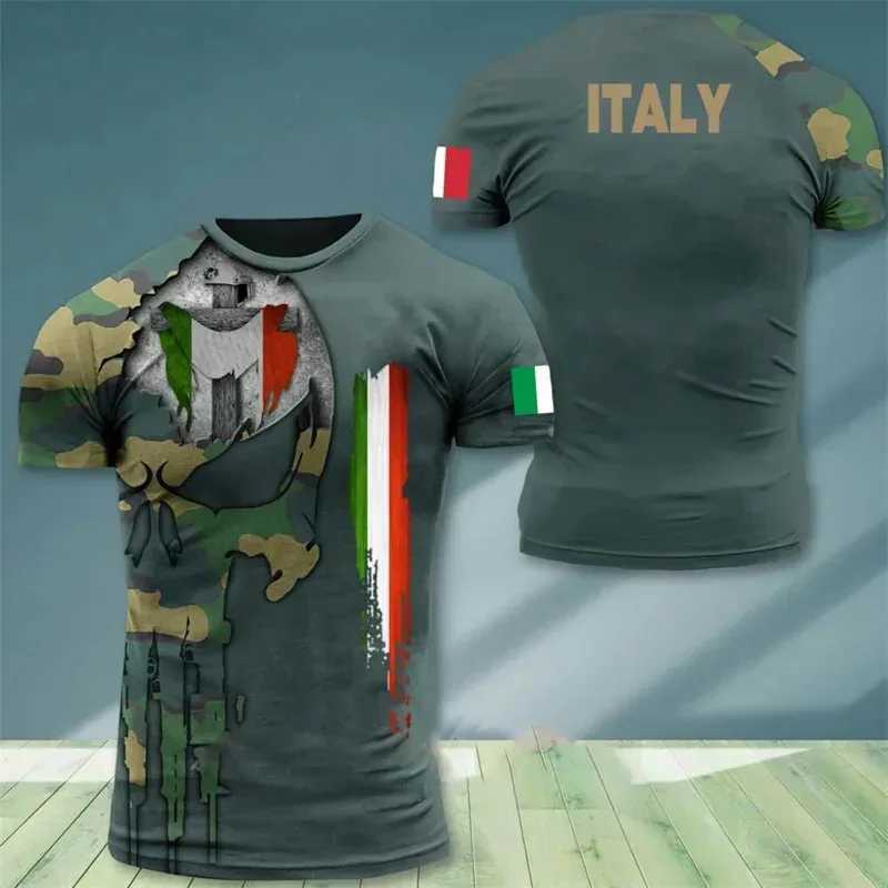 Camo Italy Flag T-shirt For Men Italian 3D Printed T Shirt Classic Short Sleeve Tee Shirt Oversized Sports Camouflage Tops Z250527