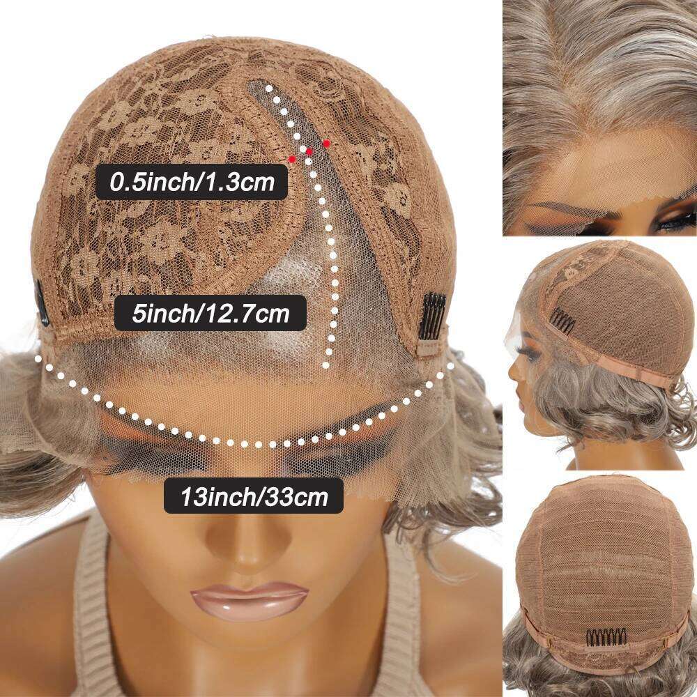 10 Inch Short Curly Synthetic Wig for Women Glueless Minimalist HD Lace 13x5 T-Part Bouncy Egg Curls 1920s Style Daily Use