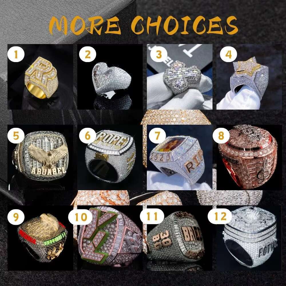Trending Products 2025 Jewelry Moissanite Hip Hop Ring Collection 925 Silver Stripped Star Rings for Men Hip Hop Fine Jewelry