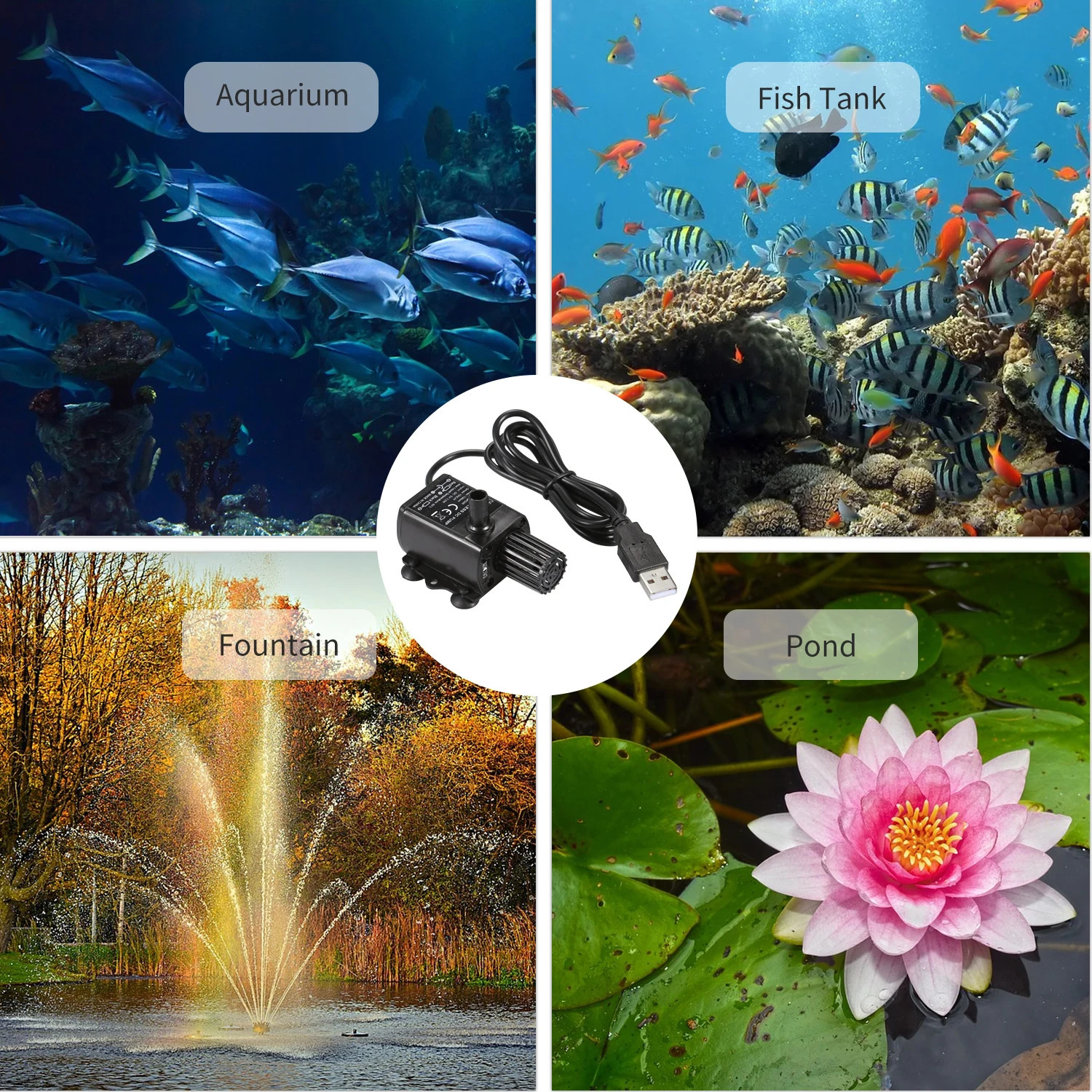 DC 5V Fountain Pump USB Brushless Water Oil Pump Micro Brushless Submersible Pond Fountain Pump 150L/H 1.2W Lift 3.28ft 250523