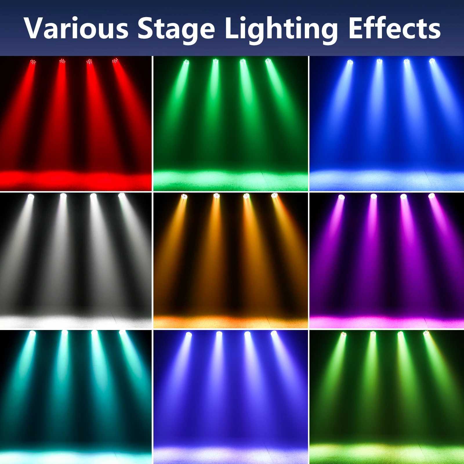 Somspot 4/8PCS RGB LED Par Light Stage Light Effect Projector for DJ Disco Party Holiday Christmas Bar Club Wedding Birthday XJ250527