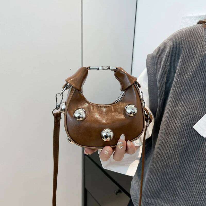 Women's Bags Designer Satchel Rivet Small Dumpling Purse Personalized Mini Handbag Ladies Fashion Shoulder Bags Solid Color Crossbody Bag