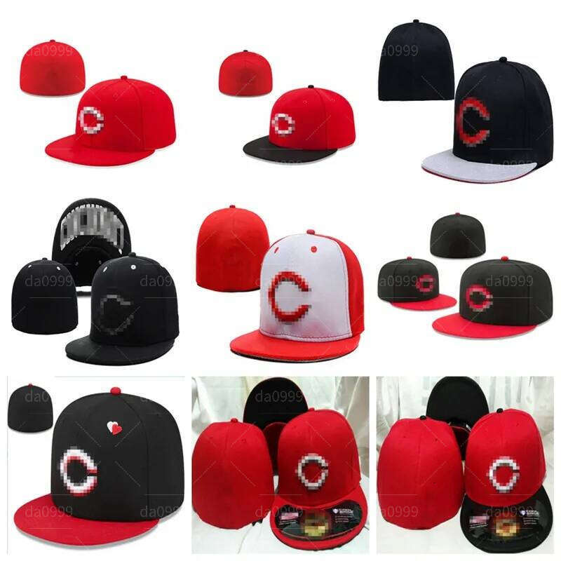 Reds- C letter Baseball caps wholesale Gorras Cap Men Brand Women Bone For Adult Full Closed Fitted Hats