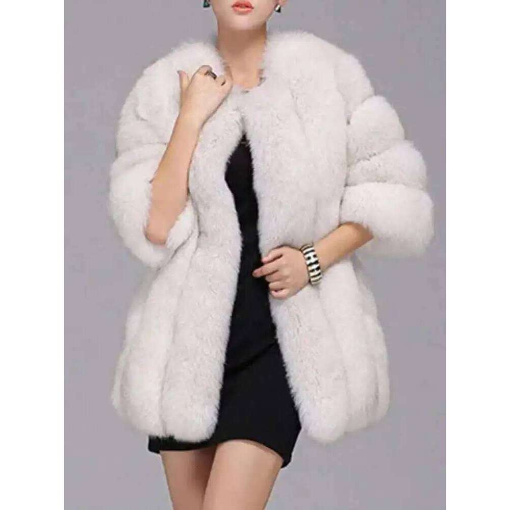 LANMREM 2024 Winter New Fox Fur Women Warm Long Sleeve Solid Color Temperament Jacket Coat Female Fashion 2W999