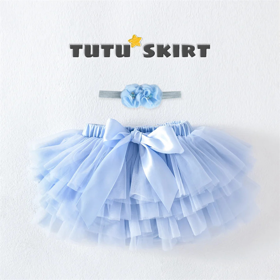 Toddler Tutu Tulle Skirts With Hair Band Sets Kids Princess Rainbow born Fluffy Costume Girls Baby Birthday Party Mini Skirt 250527