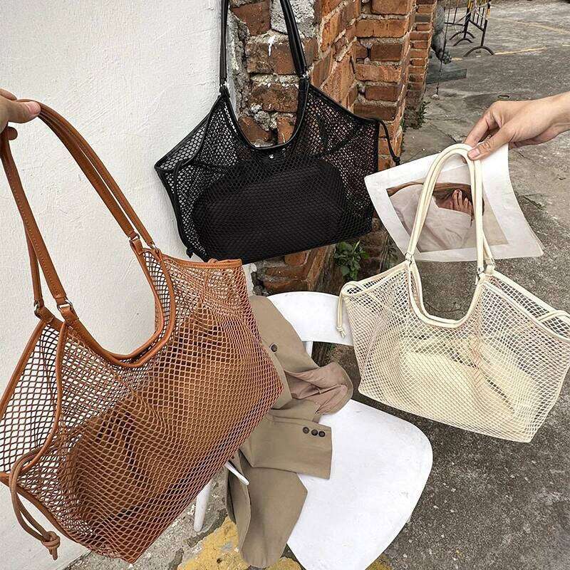Women's Bags Designer Women Large Capacity Woven Mesh Travel Shoulder Casual Shopper Totes Beach Storage Tote Ladies Handbag Net Bag