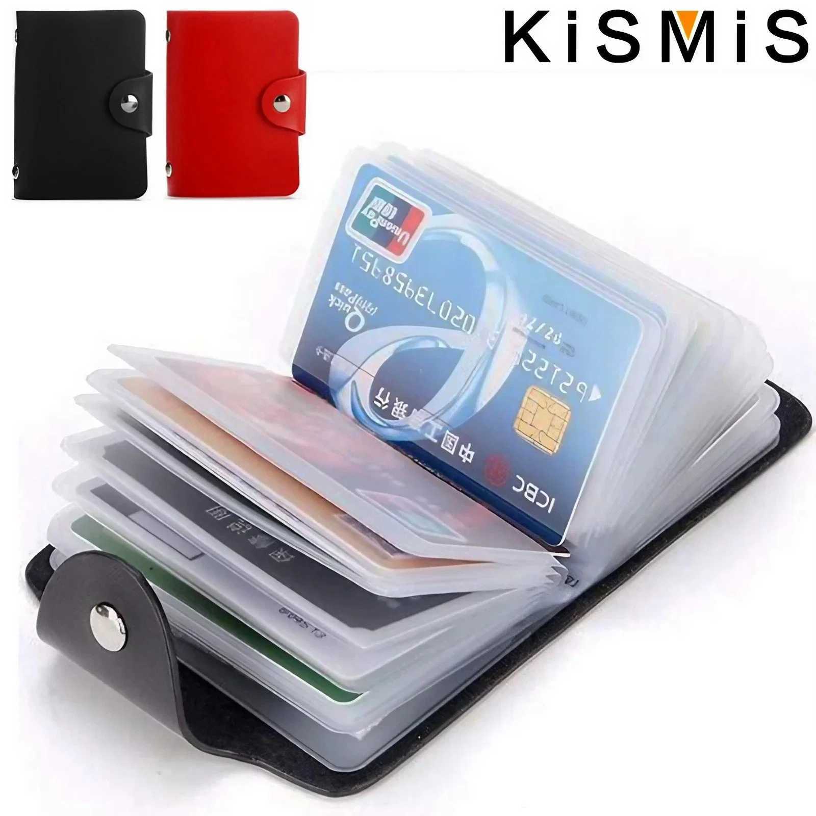 PU Leather 24-Slot Card Case - Business Card Passport Holder 10.5x7.5x2cm Organizes 24 Cards Ideal for Men Women Z250527