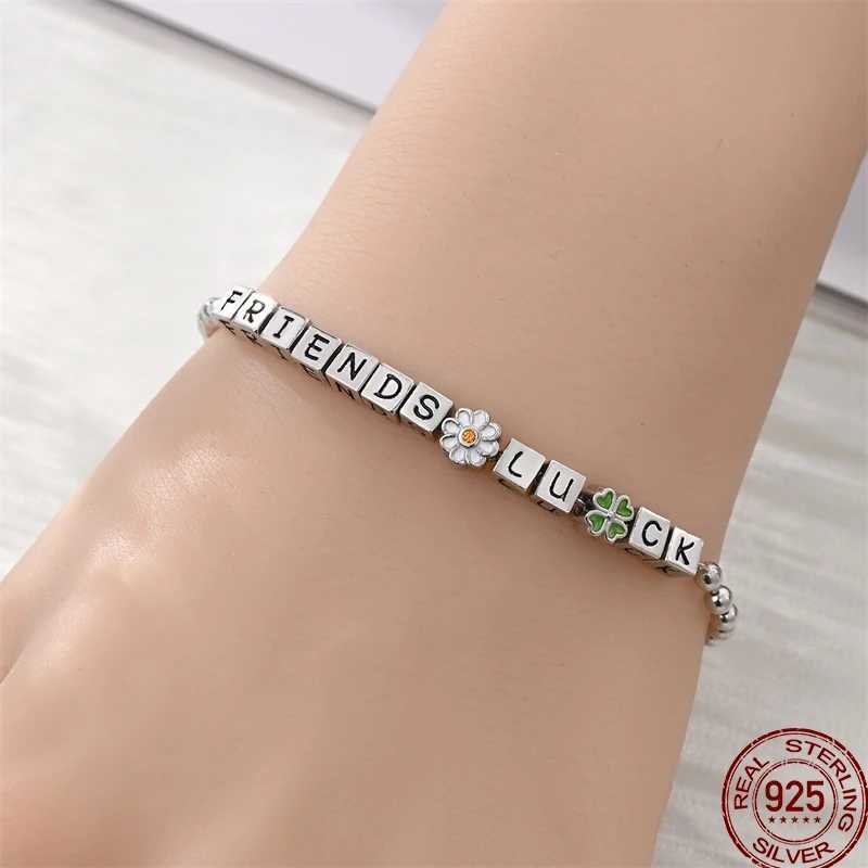 Hot Sale Silver925 Bracelet Fit Original Design Daisy letter Bead Charms DIY Jewelry Making Dazzling CZ Chain Bracelet For Women. W250526