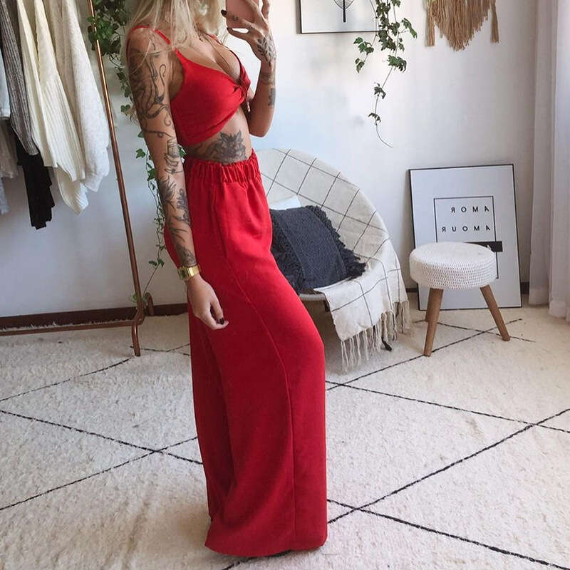 2025 Summer New Women's Printed Sexy Tube Top Loose Wide-leg Pants Two-piece Set