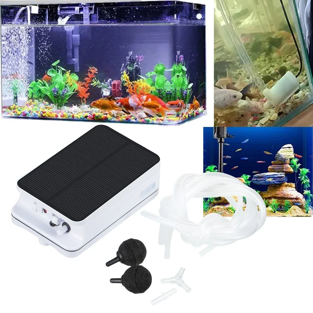 Solar Power Pond Fish Tank Oxygenator with Pipe Air Bubble Stones Solar Pond Pump Oxygen Aerator for Pool Aquarium Fish Tank 250523