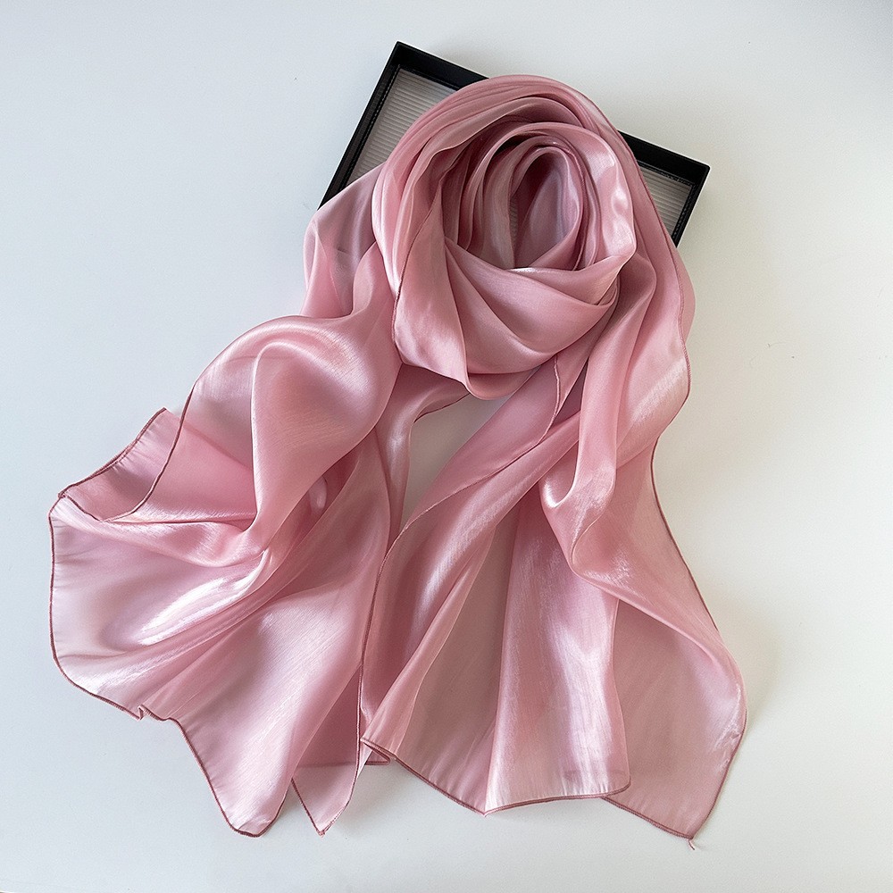 K841 Scarf for women Organza shiny silk scarf long strip high-end Southeast Asian Malaysian women black headscarf