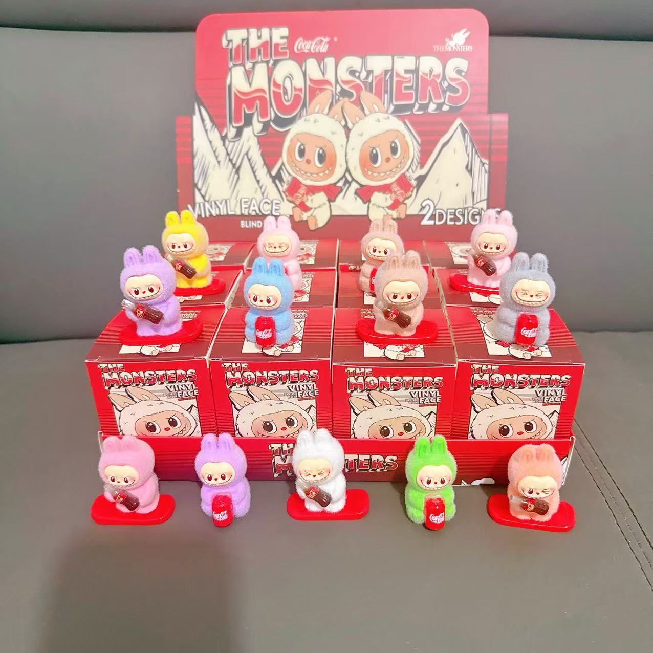 12/box Labubu Flocking Doll Pendant Mini Blind Box Figure Keychain Children's Gifts Toys Kindergarten Flying Crying Baby Children's Gift