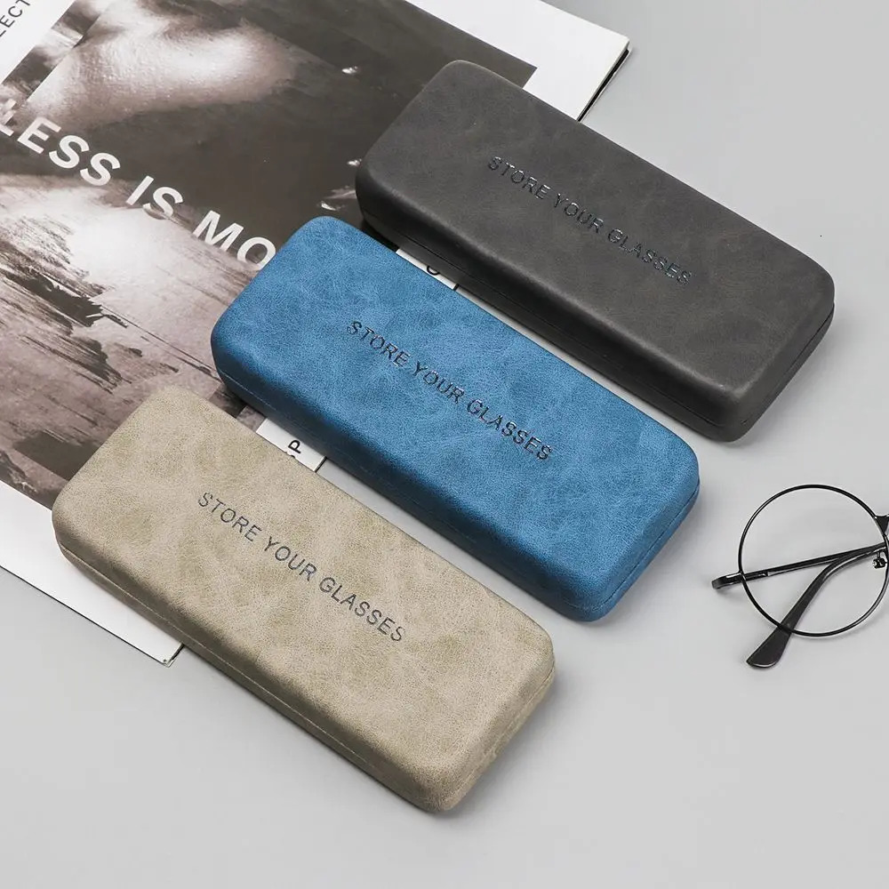 Men Women Portable Steel Leather Glasses Case Waterproof Hard Eyeglass Case Reading Glasses Box Spectacle Cases 250526