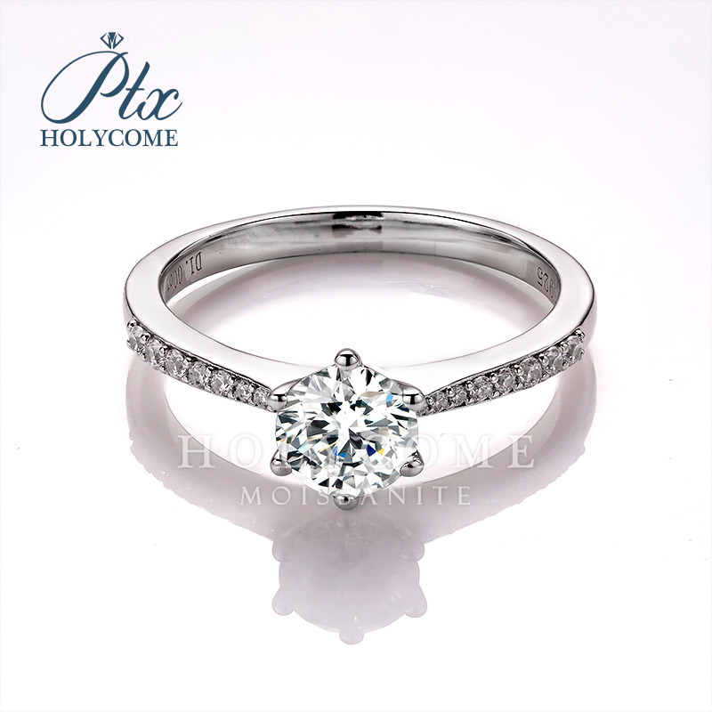 Shining 1Ct Moissanite Ring Diamond 925 Sterling Silver Fine Jewelry Ready to Ship 6 Claws Engagement Ring Women for Wedding