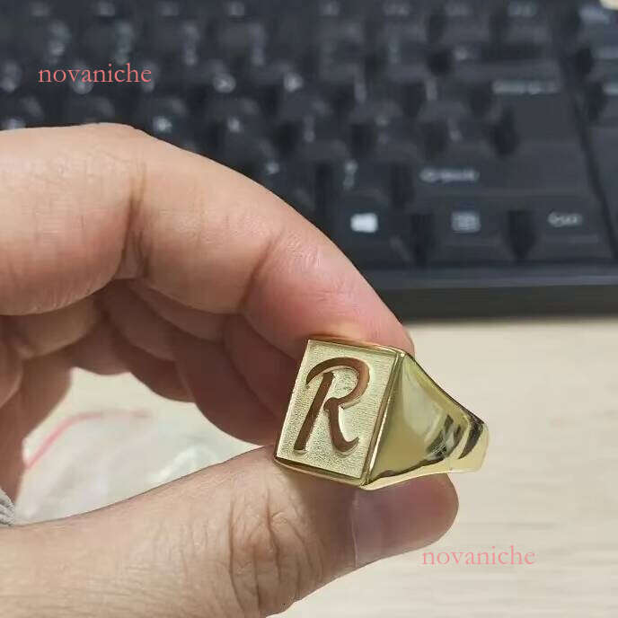 Gold Plated 3D Men Accept Customer'S 17mm Square Solid Sier Ring for Boyfriends Husband Friends