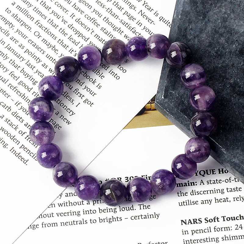 5A Original Amethyst Bracelets for Women Reiki Natural Stone Dream Amethyst Bracelets Purple Crystal Beads Health Care Jewelry W250526