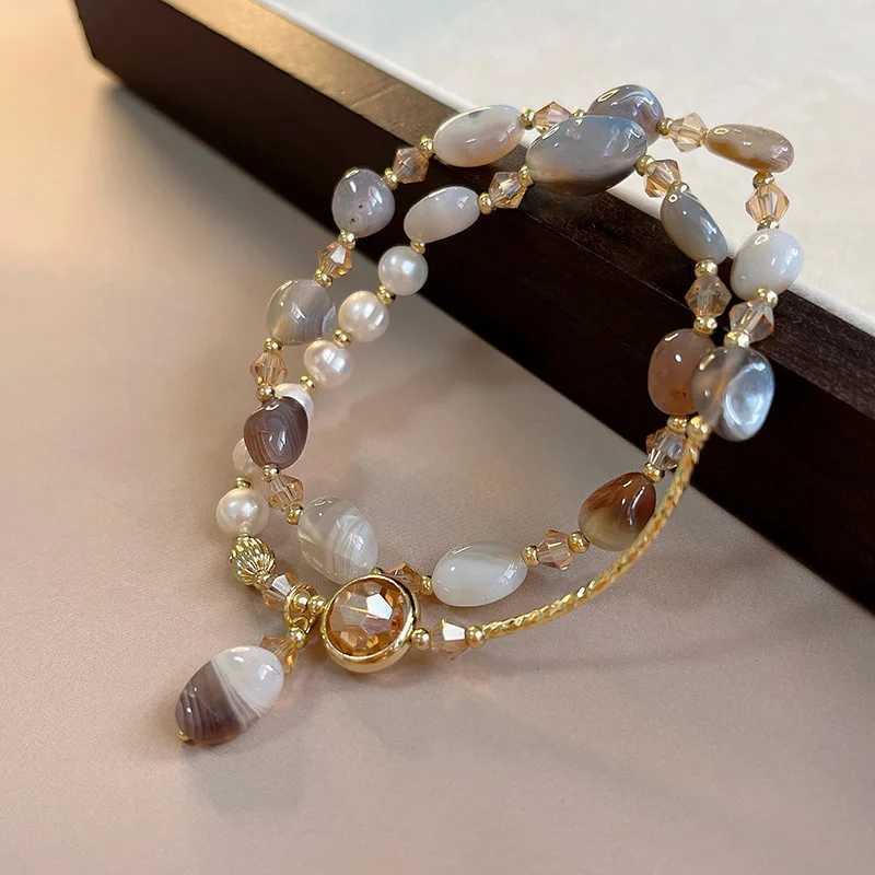 Fashion Double Layered Crystal Pearl Splicing Beaded Bracelets for Women Ethnic Crystal Beads Wrap Bracelet Bangle Jewelry Gifts W250526
