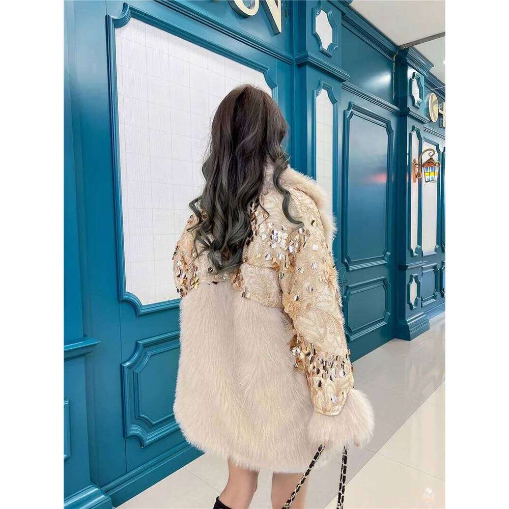 Elegant Lady Integrated Mid-Length Fashion Versatile Mink Slim Jacket 2024 Winter Clothes Women's Faux Fur Coat
