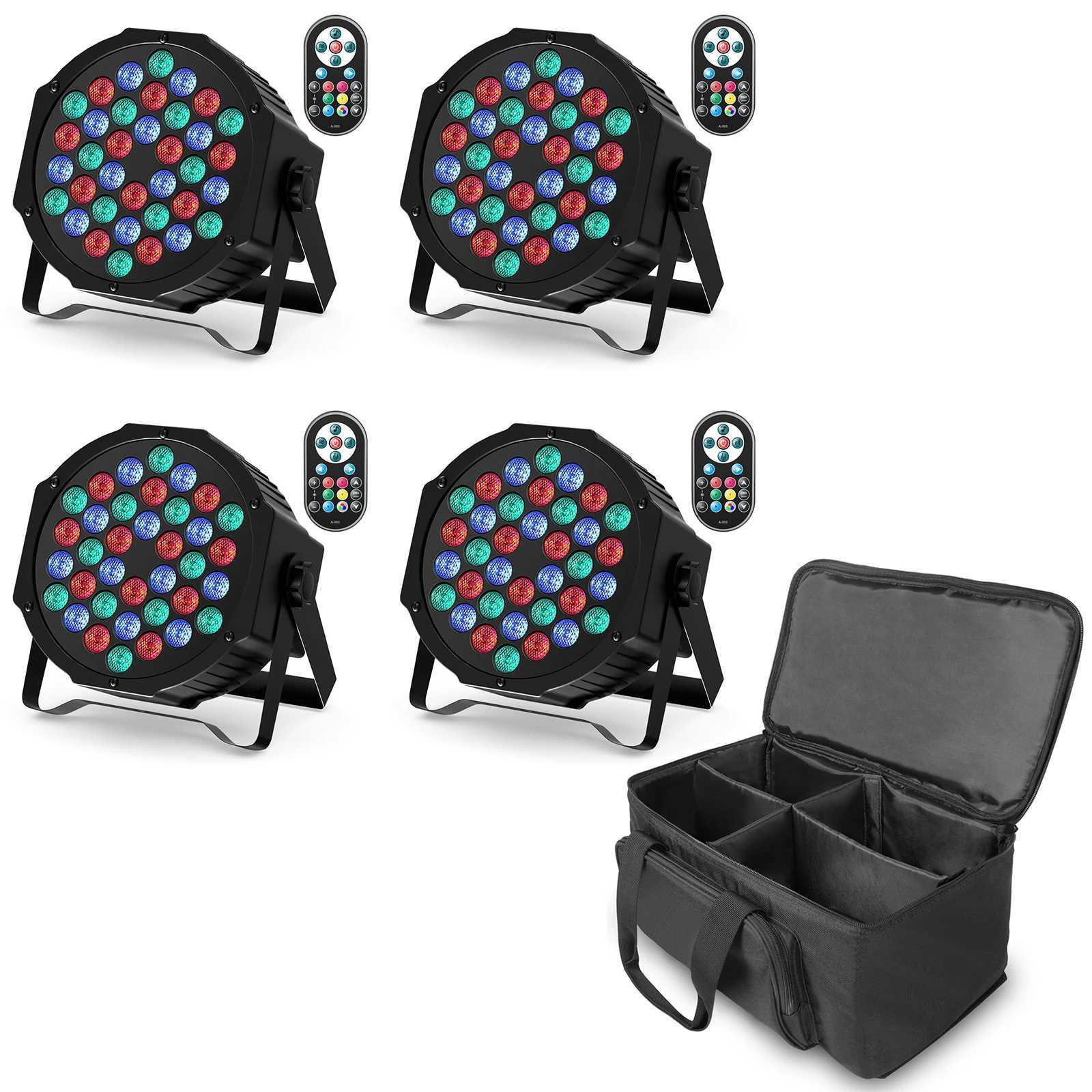 Datewink 4PCS Flat Par Lights With Bag 36LEDs RGB Stage Lighting Effect DMX512 For DJ Disco Karaoke Wedding Party Club ChristmasXJ250527
