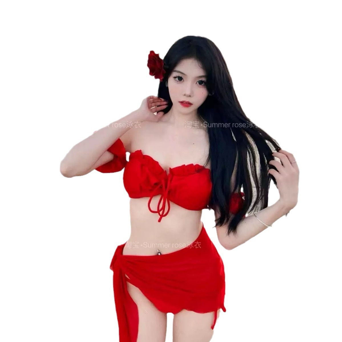 Free shipping 2025 new designer shoes Mosricci, popular internet celebrity, has same sexy style as the red bikini split swimsuit. Women have pure desi