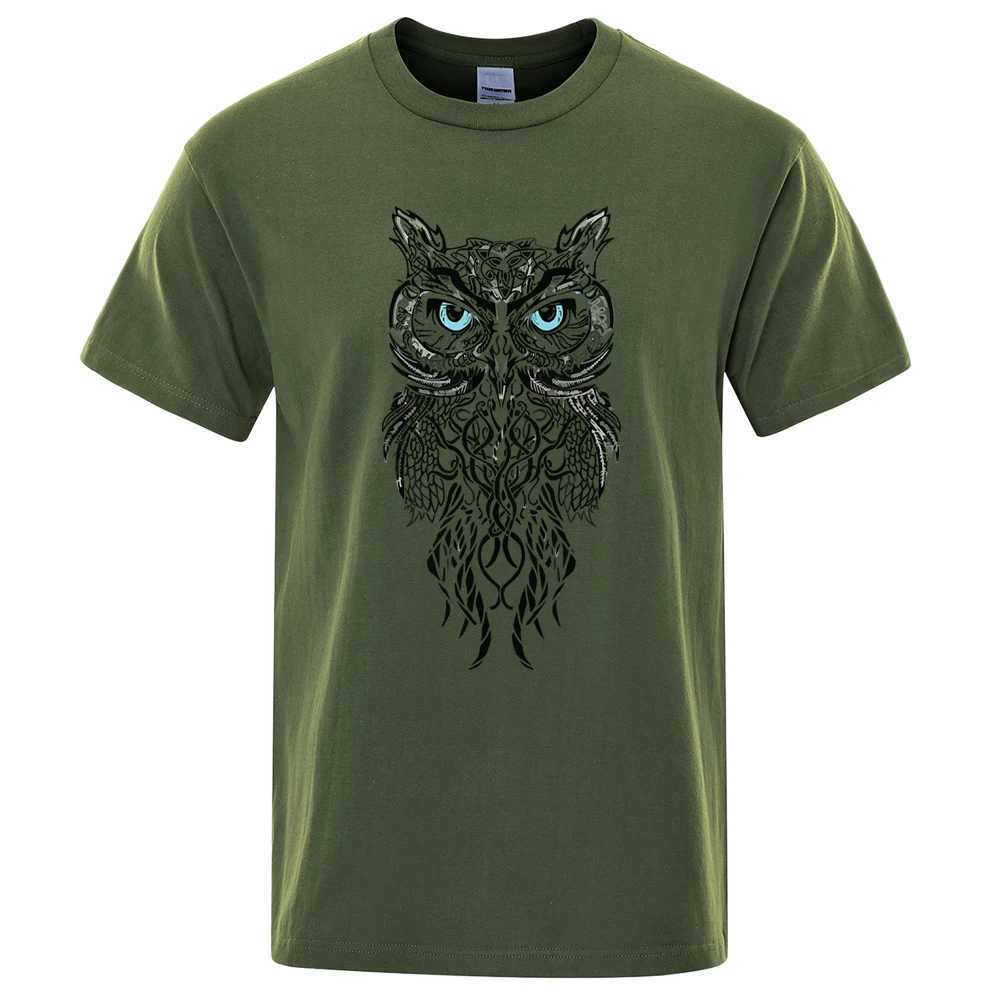 New Men T-shirt Stylish Owl Pattern Casual Short Sleeves Round Collar Brand Mens Sport T-shirt Hip Hop Male Tops Tee Z250527