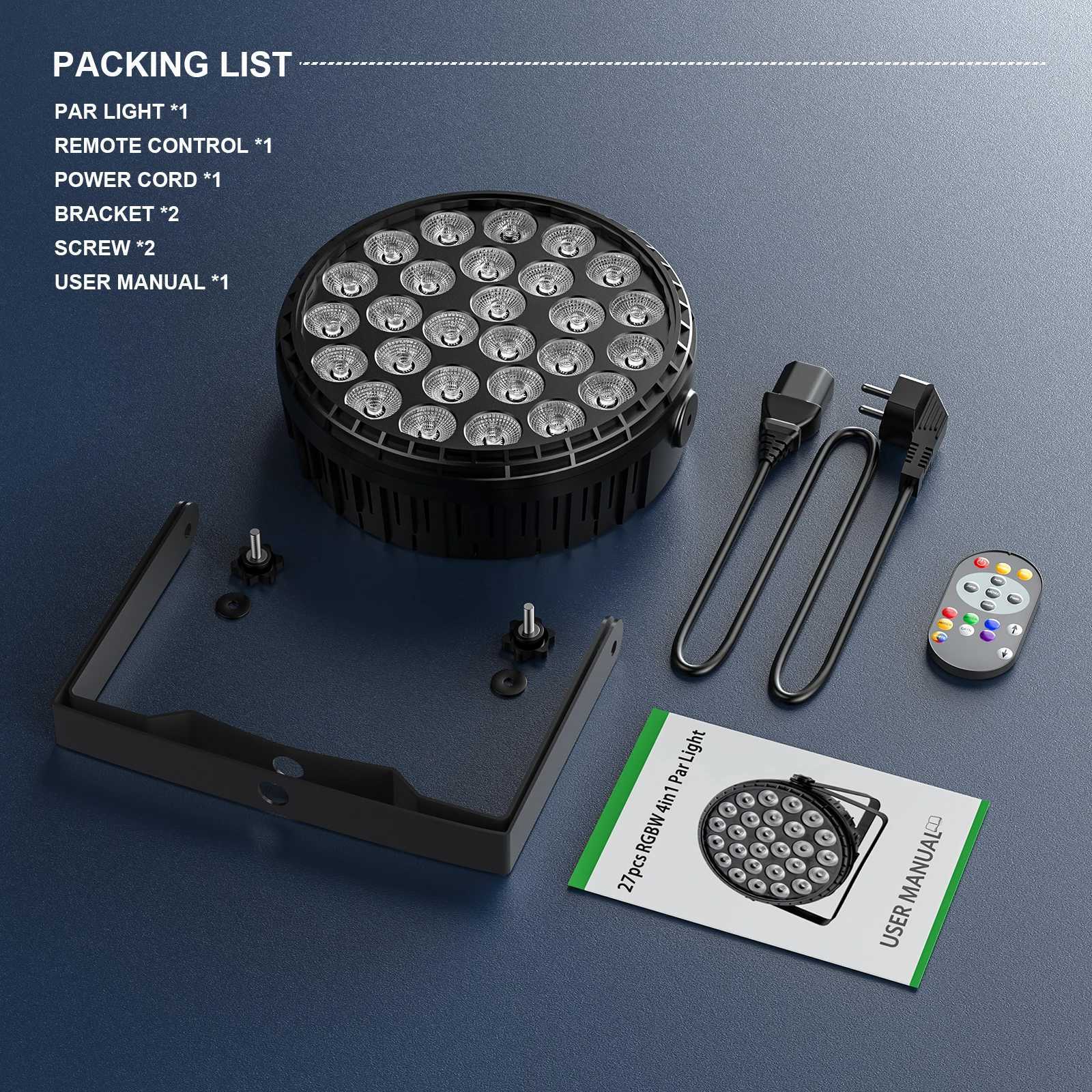 UKing 4PCS LED Flat Par Lighting 27x8W 4IN1 RGBW LED Par Light DMX512 Stage Light Effect for DJ Disco Bar Concert Christmas XJ250527