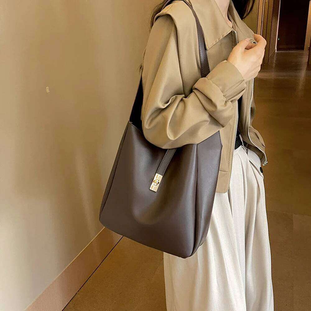 Women Trendy Tote Solid Color PU Leather Crossbody Vintage Casual Shoulder Purse Everyday Bag for Work Shopping Travel