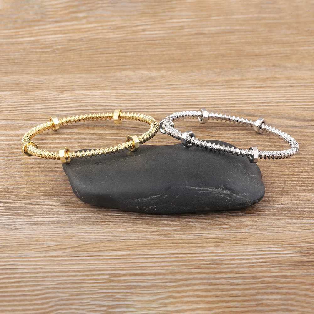 AIBEF New Trendy Unique Design Screw Thread Bracelet Women Copper Jewelry Unusual Accessories Bangle Unisex Party Gift Wholesale W250526