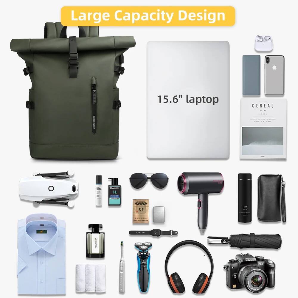 Men's Backpack Outdoors Travel Rollup Women's Bag Expandable Laptop Pack Large Capacity Waterproof Backpacks