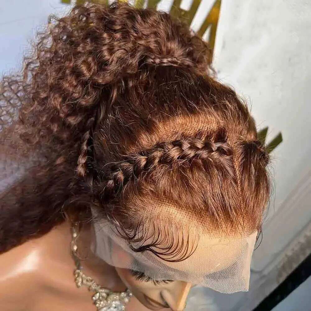 Dark Brown 180Density 26Inch Soft Long Kinky Curly Deep Lace Front Wig For Women Babyhair Glueless Preplucked Daily