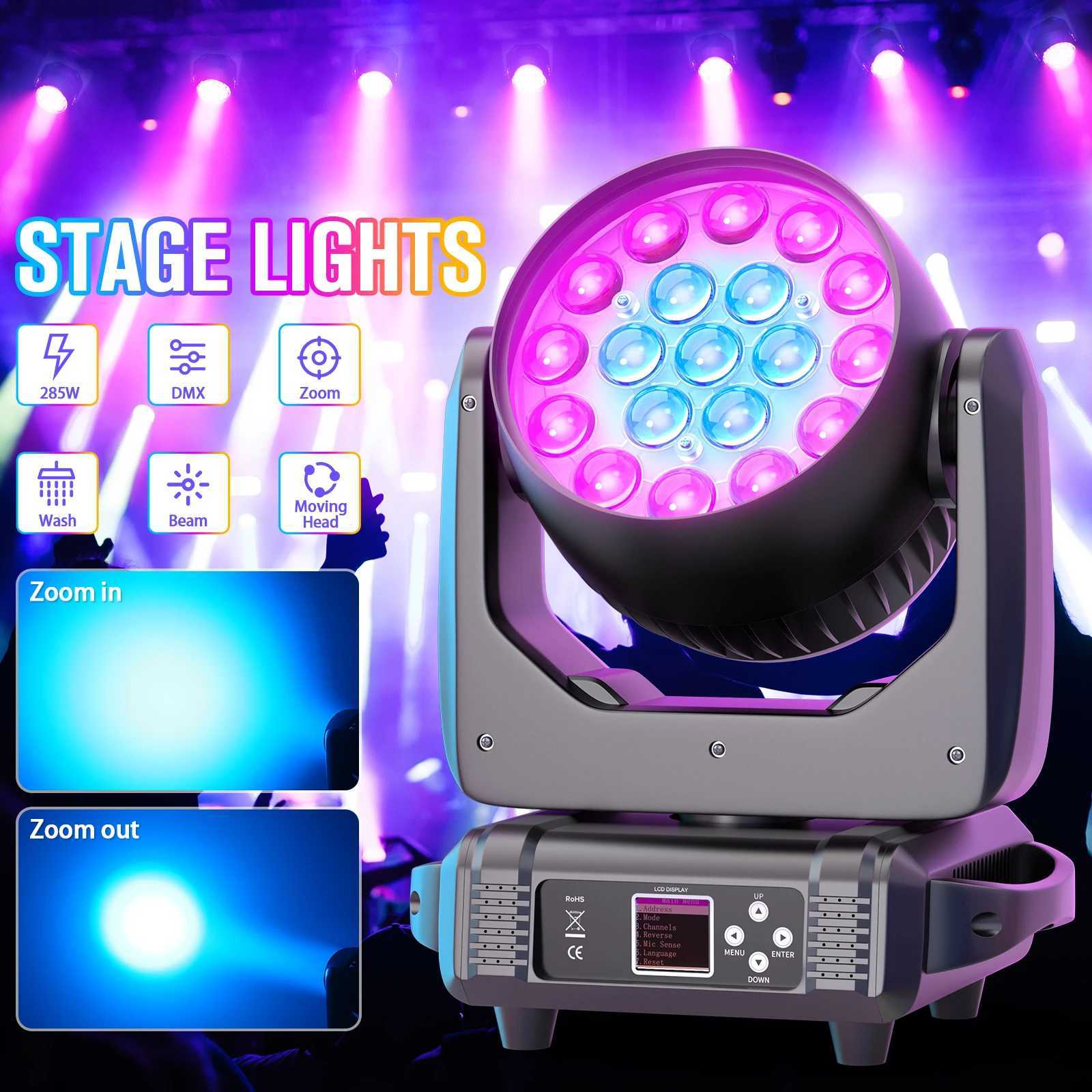 UKing 2PCS 19x15W Beam Moving Head Light 4IN1 RGBW LED Wash Zoom Stage Light DMX Effect for DJ Disco Party Concert Wedding XJ250527