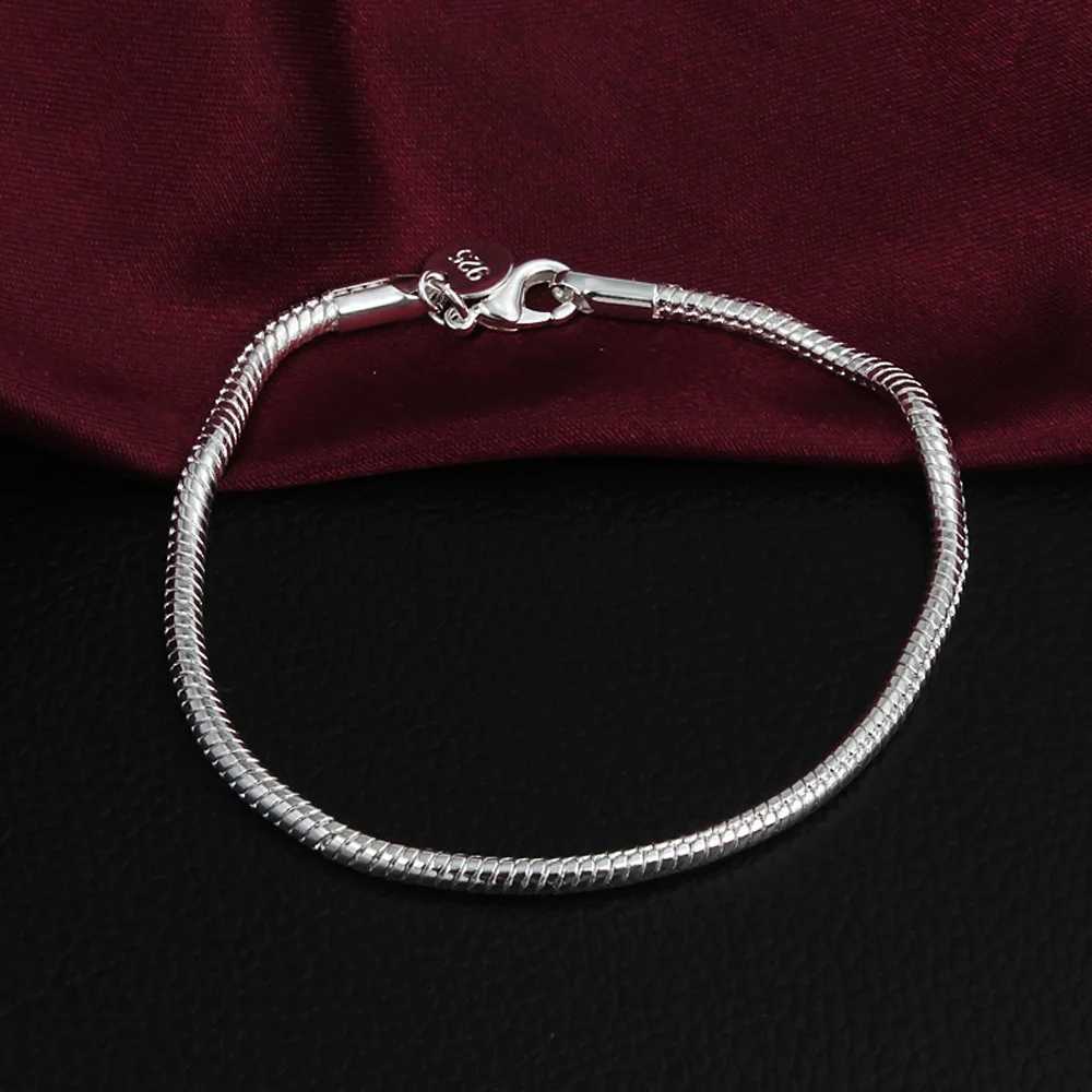 925 Sterling Silver 3MM Snake Chain Bracelets For Women Men Fashion Original Charm Bracelet Party Wedding Jewelry Holiday Gifts W250526