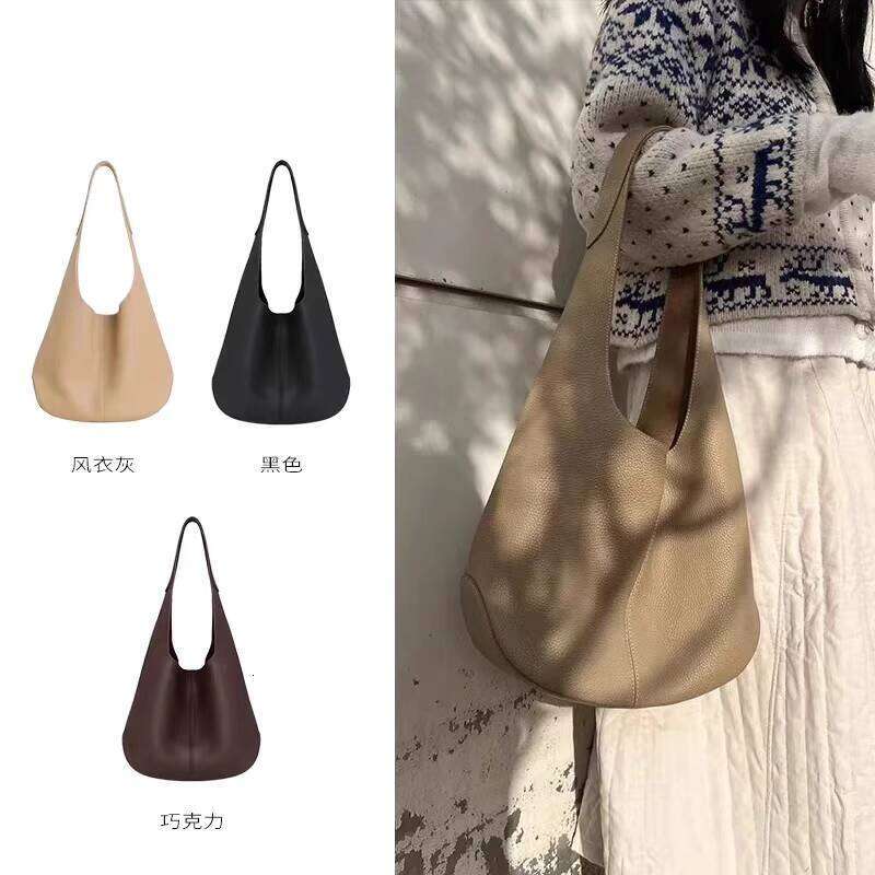 Top Layer Cowhide Niche High End Large Capacity Genuine Leather Single Shoulder Bucket New Commuter Underarm Bag for Women